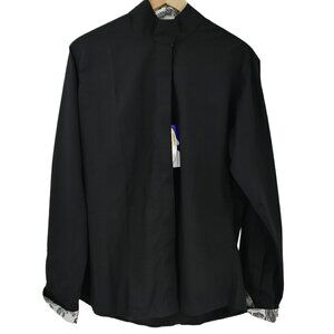 Royal Highness Equestrian Riding Button Front Mock Neck Shirt Size 42 Black Snap